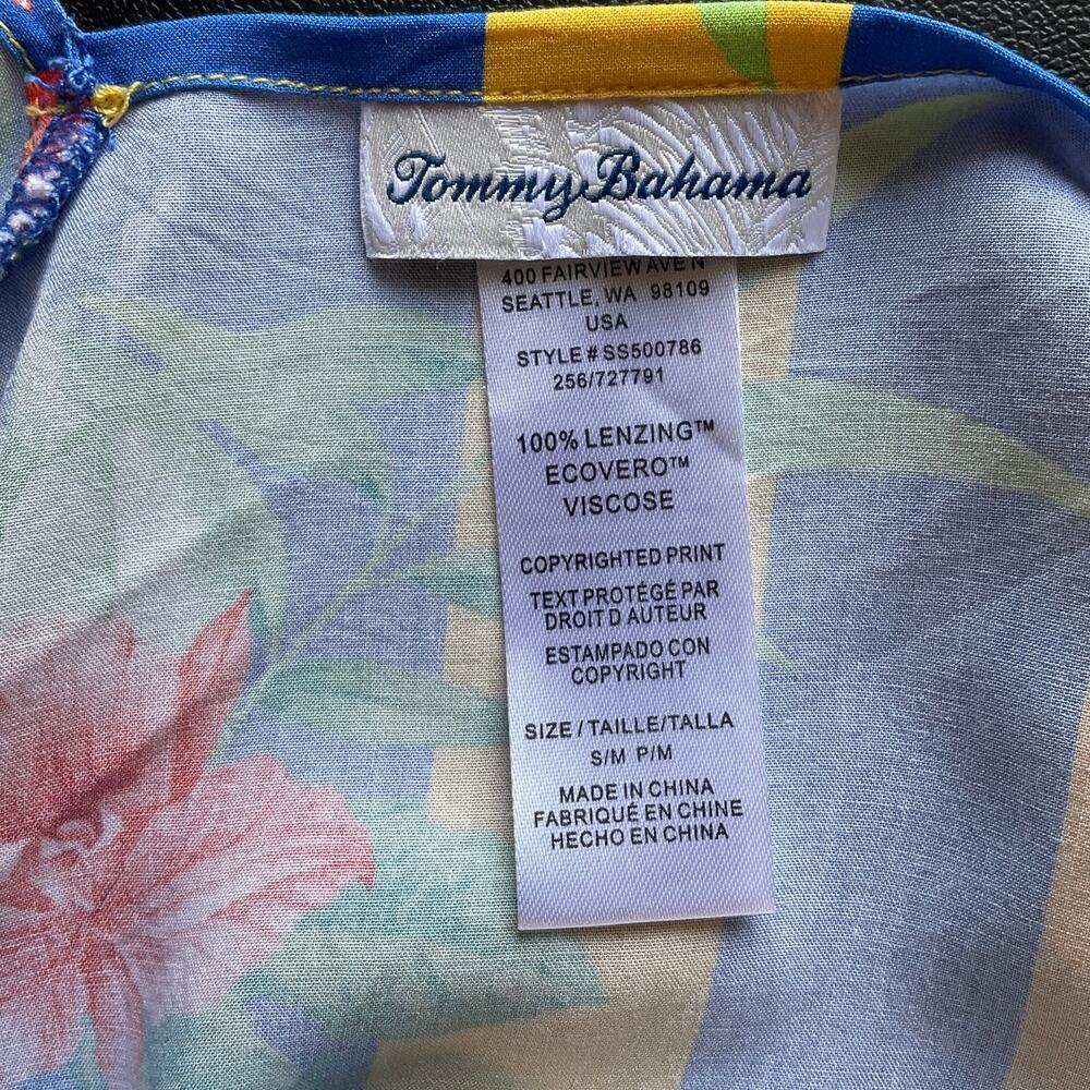 Tommy Bahama Tropical Floral Handkerchief Hem Midi Dress S/M Blue Yellow - Picture 5 of 9